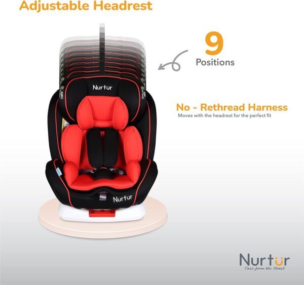 Nurtur Ultra Baby/Kids 4-in-1 Car Seat – 360° Rotation ISOFIX – 9-Level Adjustable Headrest and Canopy 0 months to 12 years (Group 0+/1/2/3), Upto 36kg (Official Product)