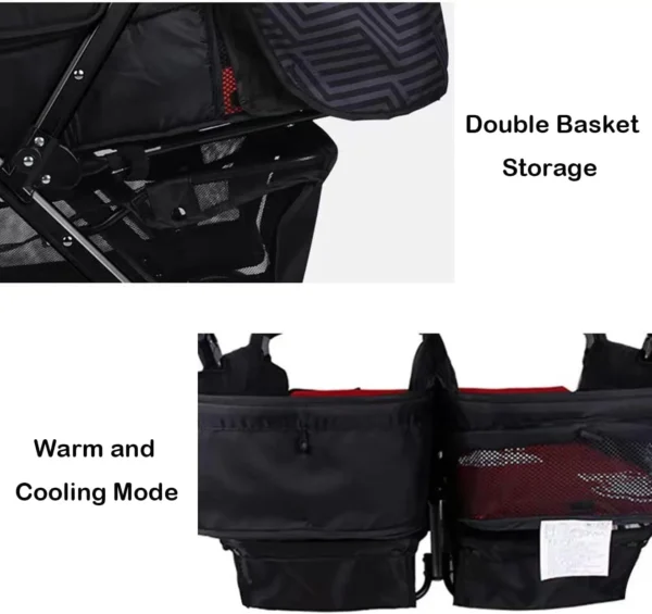 GT-WHEEL Lightweight Double Stroller with Reclining Seats & Extendable Canopies
