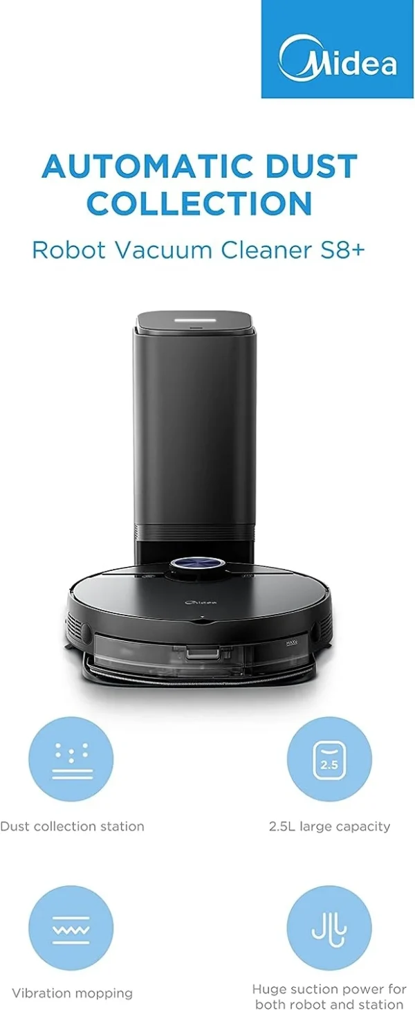 Midea Robot Vacuum cleaner, 4000Pa Strong Suction with BLDC motor