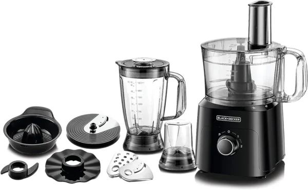 BLACK+DECKER 5in1 Food Processor, 750W, 2L Bowl, 1.8L Blender, Jar, Grinder & Chopper, Plus 34 Extra Functions, Compact &amp