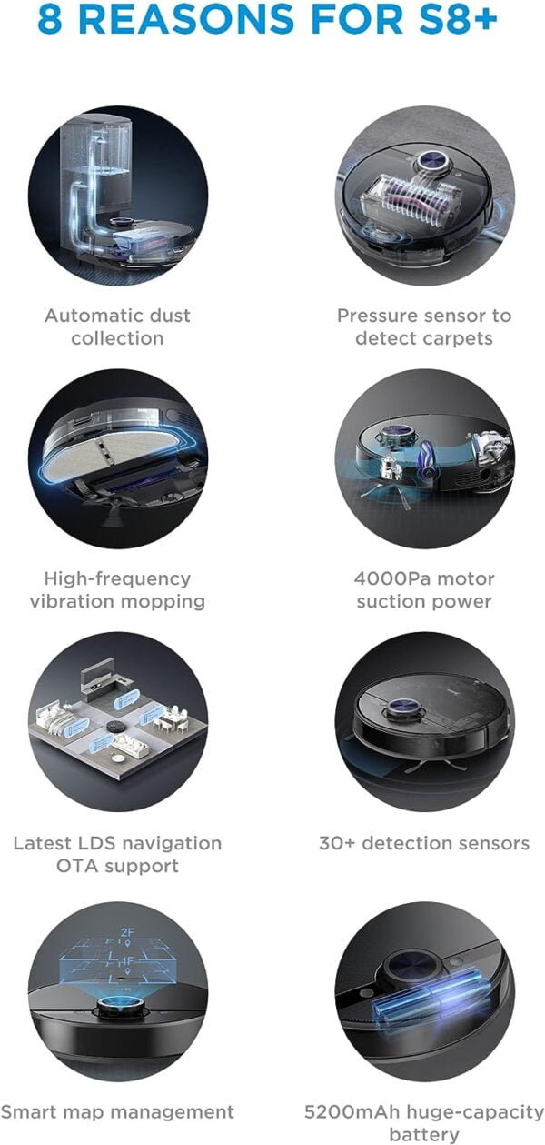 Midea Robot Vacuum cleaner, 4000Pa Strong Suction with BLDC motor
