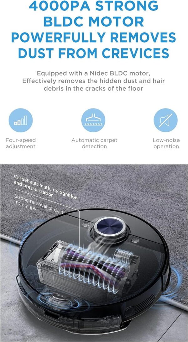 Midea Robot Vacuum cleaner, 4000Pa Strong Suction with BLDC motor