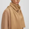 BOSS RIBBED SCARF IN VIRGIN WOOL WITH TONAL EMBROIDERED LOGO